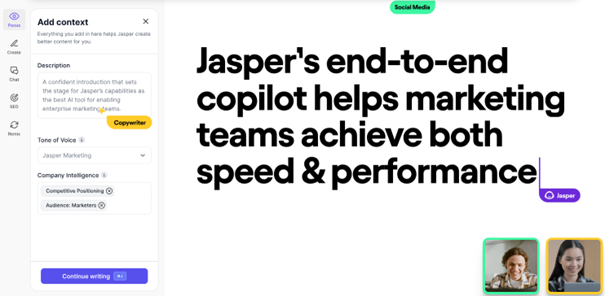 Jasper AI tool screenshot